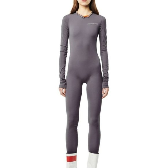Heron Preston Jumpsuit Reflective Logo Grey Long Sleeve Stretch Size XL‎ - Picture 1 of 13